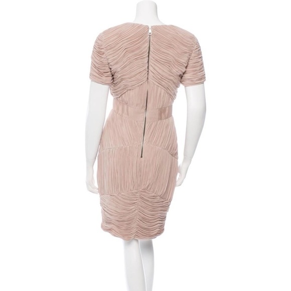 Burberry London Nude Ruched Pleated Chiffon Cocktail Dress - Picture 3 of 15